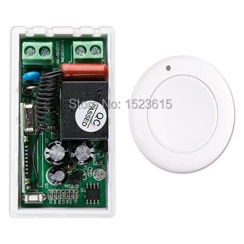 Most simple wiring New AC 220 V 1CH Wireless Remote Control Switch System Receiver & White wall Panel Sticky Remote
