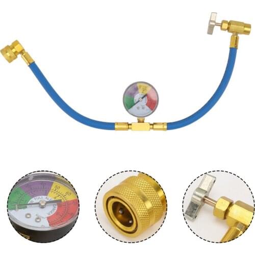 R134A Air Conditioning Refrigerant Charging Hose with Gauge for Car (1/2 Thread for American and Europe)