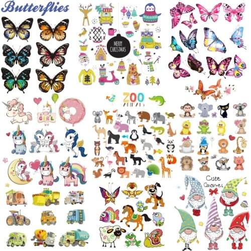 Nicediy Cute Animal Iron On Transfer Patch Cartoon Stickers Applique Heat Transfer Vinyl Washable Sticker Stripes On Clothes Diy