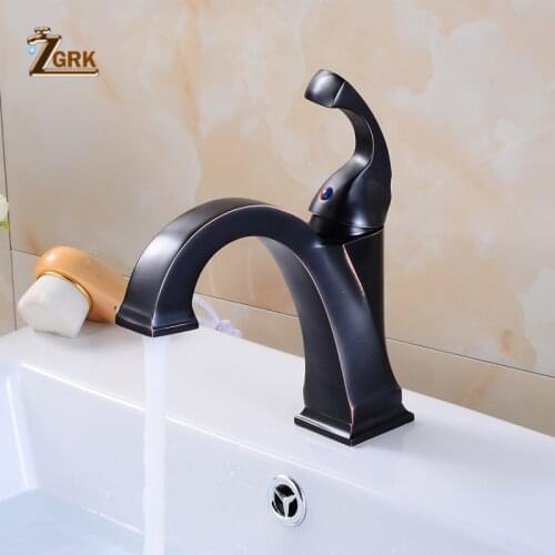 ZGRK Bathroom Faucet Hot Cold Tap Solid Brass Oil Rubbed Bronze Basin Sink Mixer Taps Deck Mounted SLT144
