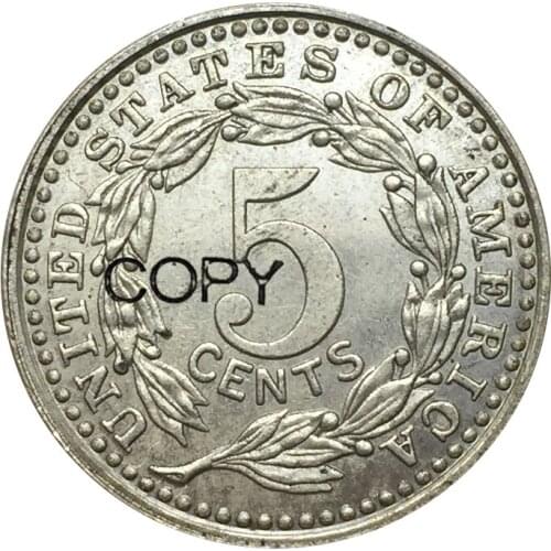 United States Of America 1896 5C Five Cents Liberty E Pluribus Unum Brass Plated Nickel Copy Coin