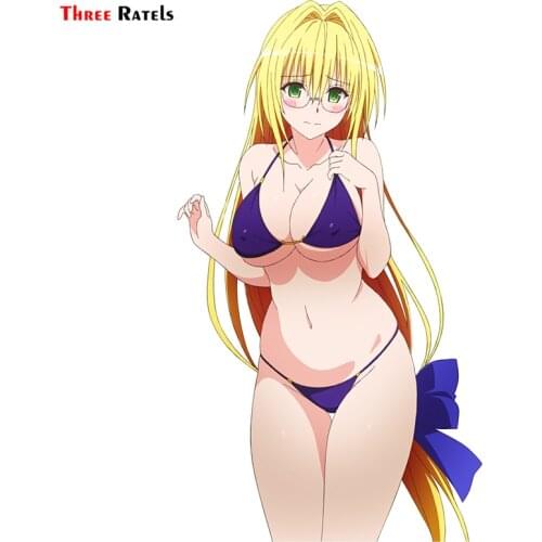 Three Ratels TRL599# 9x15cm Anime Sexy beauty girl with Bikini and yellow long hair funny car stickers styling removable decal