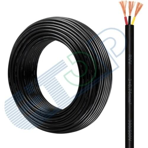 100Ft 18AWG Low Voltage LED Cable 3 Conductor Jacketed In-Wall Speaker Wire