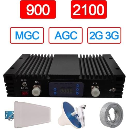 Cell Phone Signal Booster 3g Amplifier 75dB Gain MGC Adjustable Gain Cellular Amplifier Gsm900 WCDMA2100 Cellular Signal 27dBm