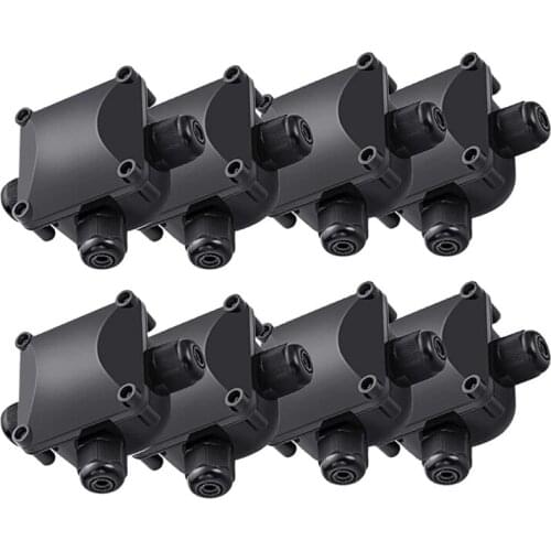 WSFS Hot Box Waterproof IP68 External Electrical Junction Box 3 Way Cable Connector Outdoor for 5.5mm-10.2mm (Pack of 8)