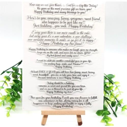 YPP CRAFT Slimline Inside Birthday Message Transparent Silicone Stamp for Scrapbooking/Card Making/Kids Craft Fun Decoration