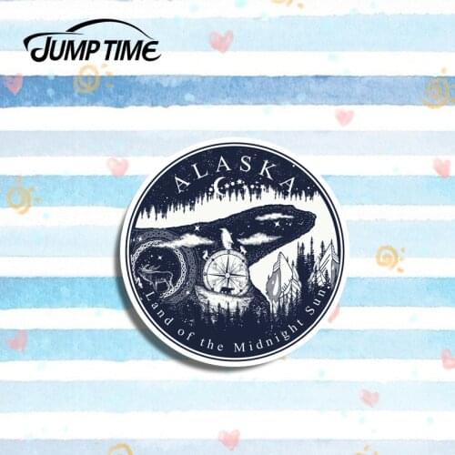 Jump Time 13cm x 13cm Alaska Canada Funny Sticker Vinyl Car Sticker Adventure Travel Luggage Waterproof Car Styling Accessories