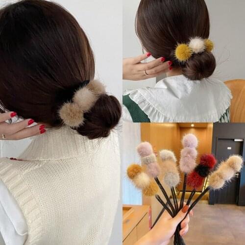 Deft Bun Hair Bun Maker Clip Women Summer Headband Ball-head plush Donut Bun Former Maker Hair Styling Tools