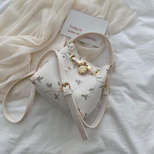 Flowers Embroidery bucket Crossbody Bags For Women 2020 High Quality Luxury Handbags Designer Sac Ladies Shoulder Messenger Bag