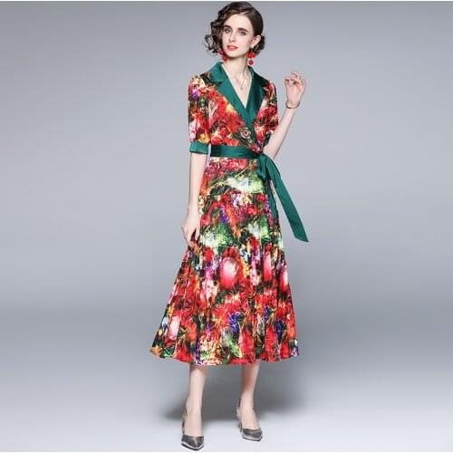 ZUOMAN Women Summer Elegant Green Dress Festa Female High Quality office Party Robe Femme Vintage Designer Notched Vestidos