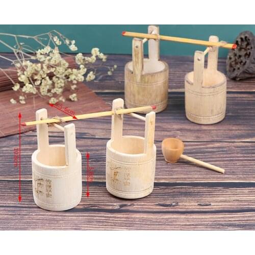 1/3Pcs 1:12 Dollhouse Miniatures Wooden Basin Wooden Barrel Furniture Doll Houses Accessories
