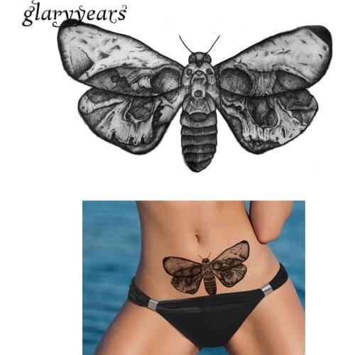 1pc Flower Arm Tattoo Sticker Water Transfer Temporary Design KM-107 Moth Pattern Women Body Art Tattoo Design Insect Lover Gift