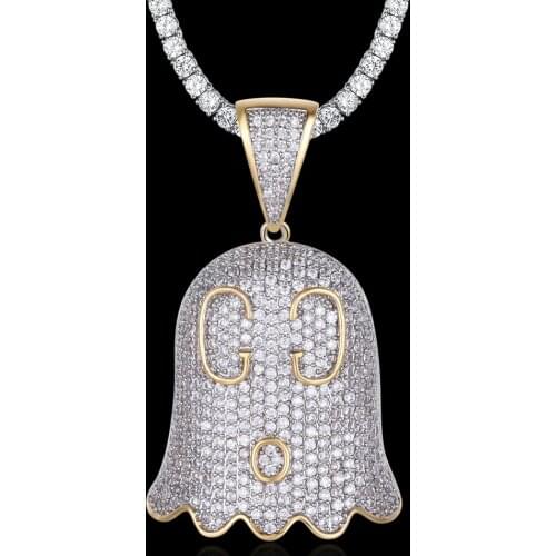 100% Micro Zircon Hip Hop Easter Ghost Pendant Necklace For Men Jewelry Wholesale Factory Prices Zircon Tennis Chain
