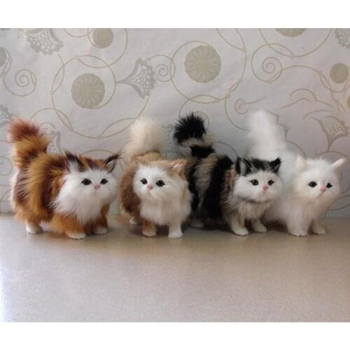 12cm Simulation Cat Doll Real Hair Cat Dolls Simulation animal toy Kitten Model Fake Cat plush toys ornaments birthday gift Pet