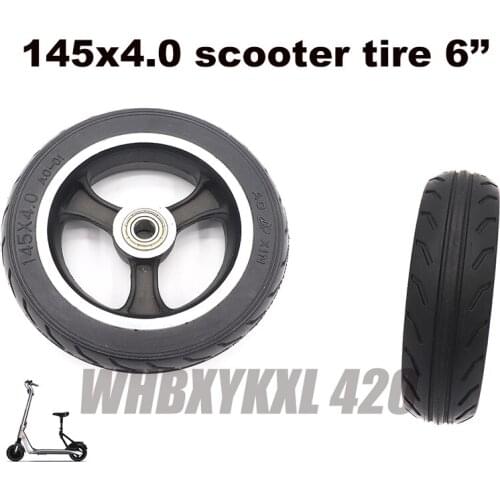 145x4.0 widen solid tires suitable for electric motorcycle scooter 6 inch rubber wheel alloy bearings tubeless tires