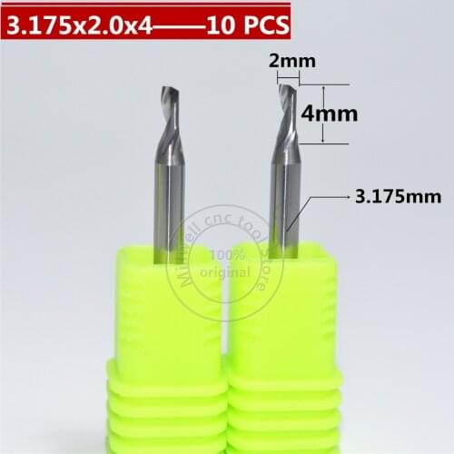 3.175mm*2.0mm*4mm-10PCS,Free shipping,CNC Solid carbide aluminum end mill,metal engraving router bit,tungsten milling cutter