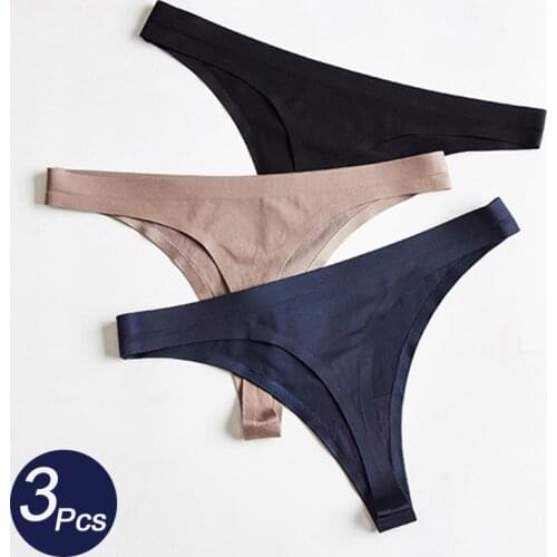 3Pcs/lot Sexy Women Sport Panties Set Underwear Seamless Silk Thongs Low Waist Female Fashion G-String Soft Lady Lingerie Bikini