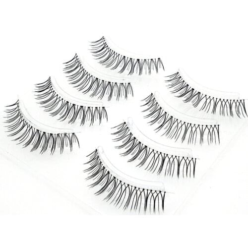 4 Pairs of Sharpened False Eyelashes Naturally Cross Thick Eyelashes Daily Makeup Transparent Stem