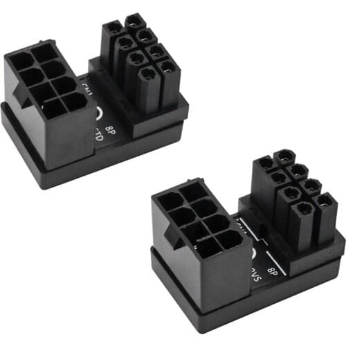 ATX 8-Pin Female to 8pin Male180 Degree Angled Power Adapter Up+Down for Desktop PC Computer Graphics Video Card