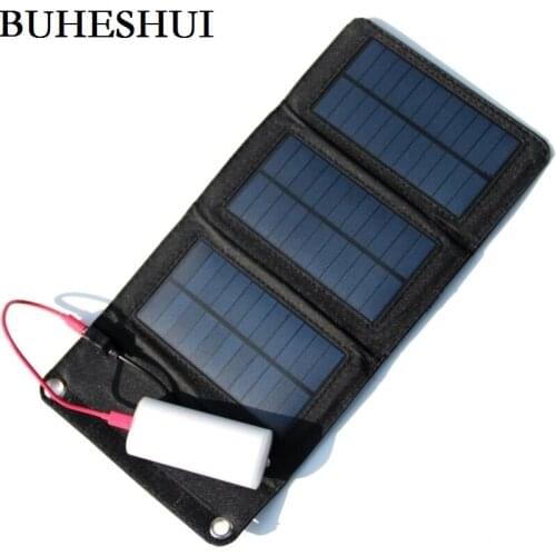 BUHESHUI Wholesale Portable Solar Charger For Mobile Phone+Solar Panel+Foldable USB Battery Charger Wallet/Bag 5pcs FreeShipping