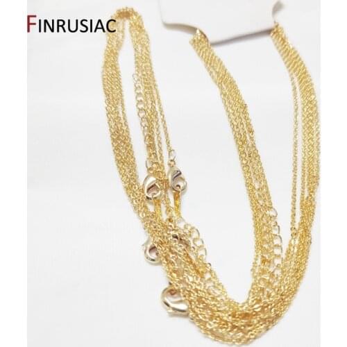 18K gold Plated metal chain for necklace making, 1.6mm thickness 50cm length, Lobster clasp chain for Jewelry Making wholesale