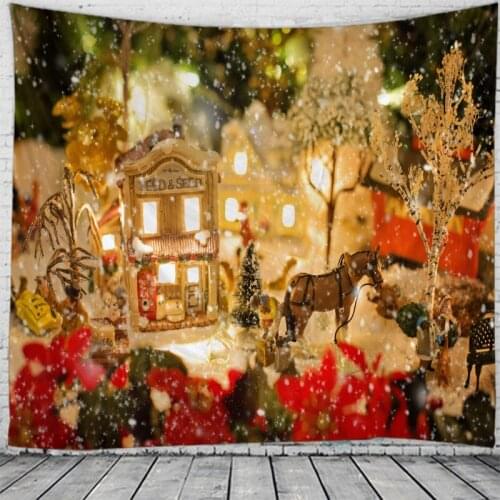 Tapestry Christmas Wall Hanging Christmas Night Home Deco Christmas Castle Print Tapestries Large Size Drop Shipping Tapestries