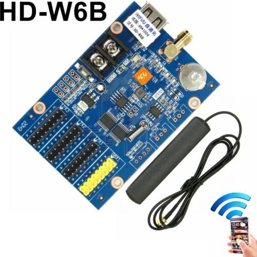 HD-W6B wifi / USB led control card 1024*48 pixels wireless single / dual color led controller P10,f3.75 module drive board