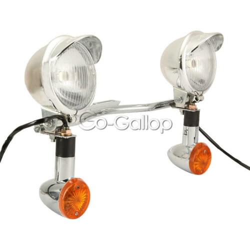 Chrome Motorcycle Driving Passing Bar Turn Signals Spot Light For Honda VTX 1300 C R S RETRO/Yamaha V-Star XVS 650 1100 Custom