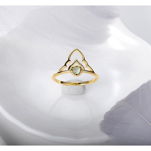 Fashion Crown Finger Ring For Women Bohemia Vintage Engagement Green Gem Rings Party Trendy Jewelry Accessories Christmas Gift