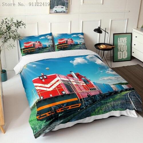 Best Selling 3D Train Scenery Duvet Cover Set Comforter Bedding Set Luxury 2/3pcs Quilt Cover Single Double Queen King Size
