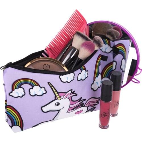 Unicorn Cosmetic Bag Print Women Brand makeup bags Cute bag headset candy Cosmetic printing Collection Casual men zipper letter