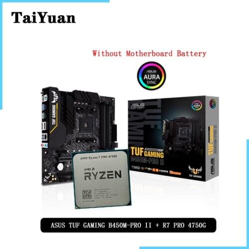 AMD Ryzen 7 4750G R7 4750G CPU + ASUS TUF GAMING B450M-PRO II Motherboard Suit Socket AM4 All new but without cooler