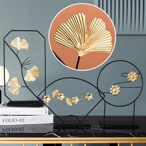 Metal Leaf Wall Decor Gingko Flower Leaf Gold decor Easy to Install for Home Bedroom Living Room Office Hotel Decoration BS