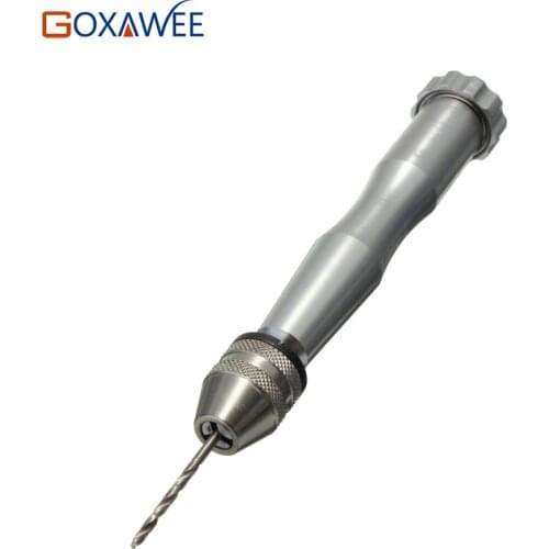GOXAWEE 1pc Mini Micro Aluminum Hand Drill Drilling Clamping 0.3-3.5mm+10 PCS Drill Bits Power Tools for Woodworking