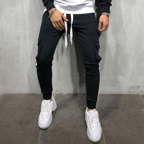 Pantalon mens jogger gray sweatpants Mens gym fitness pencil pants fashion print scissors hand sportswear
