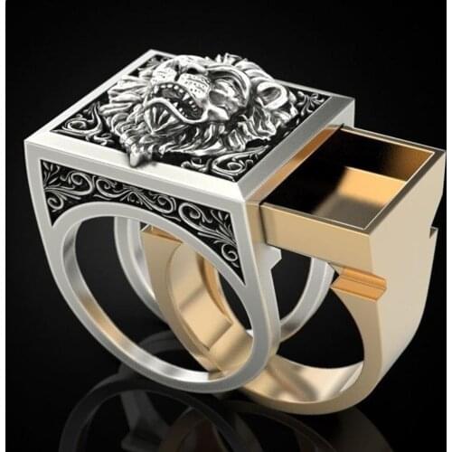 Punk Domineering Mens Combination Rings Lion Head Jewelry Ring Hop Hip Gift King K3Z9