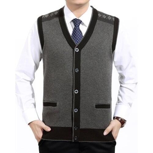 New Arrival Men Fashion Sweater Vest Sleeveless Cardigan Autumn Wool Knitted Waistcoat Casual Computer V-neck Size S M L XL XXL
