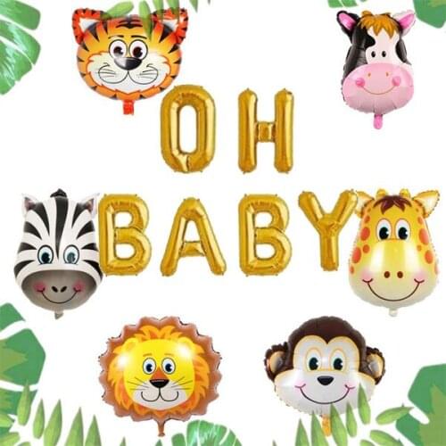 Set of 12 Oh Baby Jungle Safari Balloons Safari Baby Shower Decoration Jungle Oh Baby Banner Jungle Safari Baby Shower Backdrop