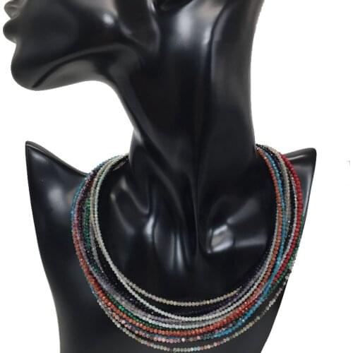 Natural Labradorite Malachite Moonstone Agate 2/3mm Facet Stone Small Round beads Mini necklaces are suitable for women gifts