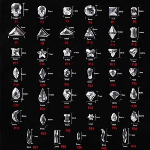 No.1 - No.31) 20pcs/bag K9 Clear Nail Cristal Flatback Butterfly Nail Glass Strass Flat Decorations Nail Art glitter para unha