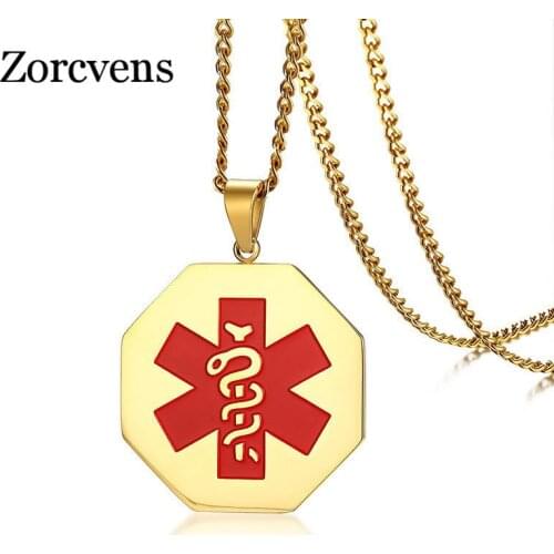 Modyle 2020 New 316L Stainless Steel Engraving Medical Alert ID Pendant Necklace For Men High Quality