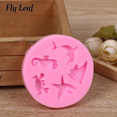 2021 New Ocean Series Silicone Mold Shell Conch Starfish Seahorse dolphin Baking Mold DIY Hand Made Coral reef Cake Decorating