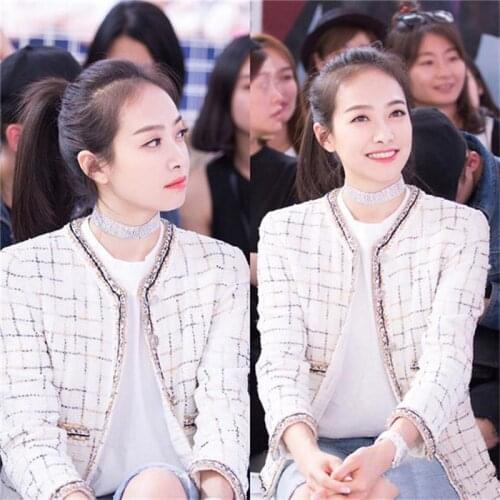 New style womens jacket wool tweed plaid jacket fashion to achieve top quality simple sexy slim cotton OL ladies coat T