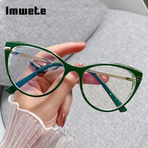 Imwete Vintage Cat-Eye Glasses Frame for Women Men Blue Light Blocking Computer Eyeglasses Transparent Optical Eyeglasses