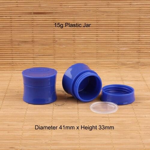 Wholesale 100pcs/lot 15g PP Cream Jar Bottle Refillable Container Packaging Display Women Cosemtic Vial Small Blue Lid Pot