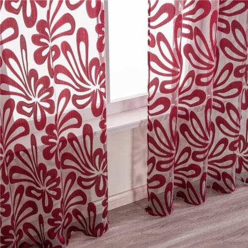Merry Christmas Sheer Curtains Wine Luxury Geometric Tulle for Windows Red Voile Tulle Curtains for Living Room Bedroom Kitchen