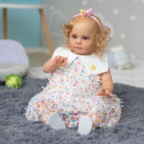 24 inch/60cm Realistic Baby Toddler Reborns Doll Sleeping Baby Toy Lifelike Newborn Dolls Infant Gift with Long Hair Dress