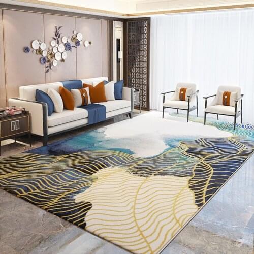 Light Luxury Gold Line Carpet Living Room Home Polypropylene Rugs For Bedroom Sofa Thick Nordic Abstract Bedside Rug Mat Floor