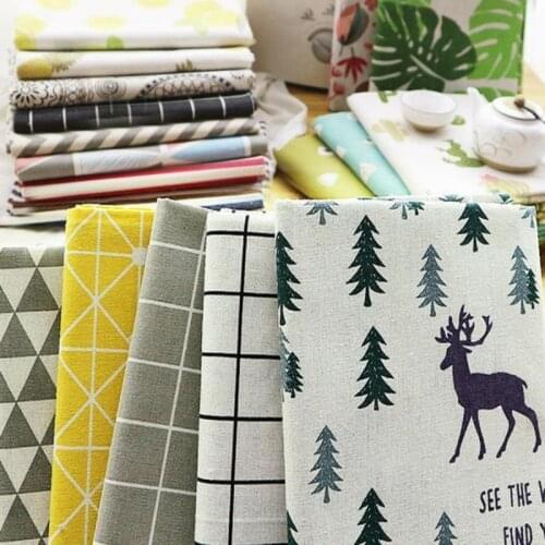 Textille City Linen Fabric Ins Plaid Print Popular Diy Sofa Curtain Cloth Handmade Works Napkin Material 150cm Per Meter
