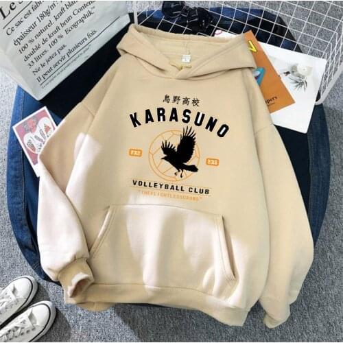 Japanese Anime Haikyuu Hoodies Men Funny Harajuku Streetwear Harajuku Karasuno Fly High Graphic Sweatshirts Unisex Tops Man